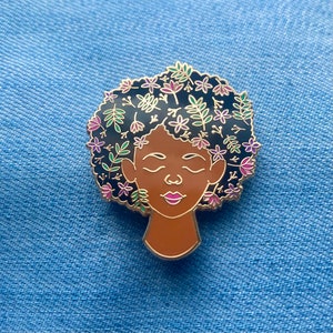 Floral Fro Enamel Pin