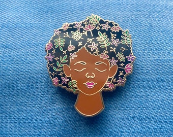 Floral Fro Enamel Pin