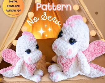Dragon Crochet Pattern NO SEW PDF , Amigurumi Dragon Crochet Toy Pattern, Crochet Dino Pattern, Crochet Amigurumi Dragon, Fantasy Amigurumi