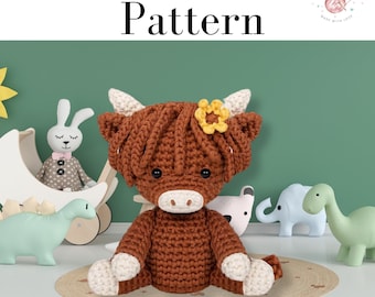 Highland Kuh Häkelanleitung, Amigurumi Kuh Muster, Bauernhof Tier Häkeln Plüschtier, DIY Häkeln Spielzeug, Digitales PDF, Weihnachten Handgemachte Geschenkidee