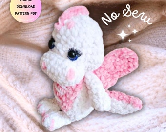 NO SEW Baby Dragon Crochet Pattern, Fantasy Amigurumi Pattern, Fourth Wing crochet, White Dragon Baby Crochet PDF, Snuggle Dragon
