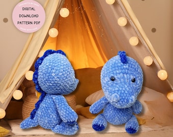 Patrón de dinosaurio a crochet. Animales de peluche amigurumi. Dinosaurio de peluche, patrón de peluche a crochet. Dinosaurio de peluche amigurumi. Regalo a crochet.