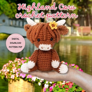 Highland Cow Crochet Pattern, Amigurumi Cow Pattern, Farm Animal Crochet Plushie, DIY Crochet Toy, Tiny Animal Crochet Handmade Gift for Her