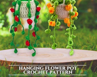 Crochet Pattern Hanging Plants Car Hanging Flower Pot Basket Plant, Crochet Hanging Plant for Home or Car Décor Crochet Plant Basket Pattern