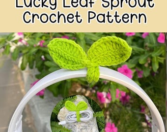 Leaf Headset Crochet Pattern – Crochet Sprout Leaf Headphones Accessory, Lucky Leaf Bookmark, Keychain, Cord Holder, Jar Crochet Decor