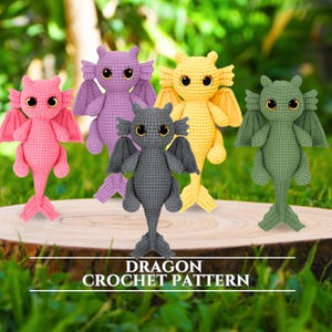 Dragon Crochet Pattern Amigurumi Dragon Plushie  PDF Fantasy Amigurumi Pattern Animal Kawaii Playful Dragon Amigurumi Plushie Crochet Lover