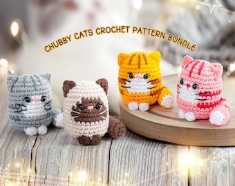 4 in 1 mollige katten haakpatroonbundel Schattige kattenknuffelspatroon Kattenbroodje Kattenbrood Amigurumi-haakpatroonbundel gehaakte kat