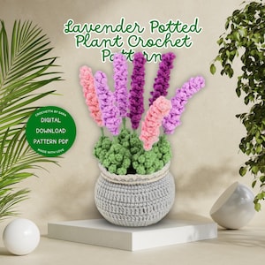 Lavender Crochet Pattern Potted Plant Crochet Flower Pot Plant Lavender Flower Bouquet Designs Amigurumi Lavender Flower Pattern Mothers Day