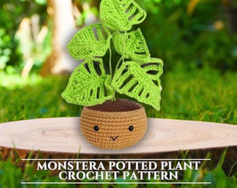 Crochet Monstera Pattern Swiss Cheese Plant Monstera Leaf Potted Plant Digital Download Allocasia Monstera Crochet Flower Pot Plant Pattern