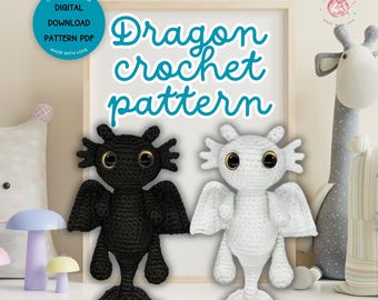 Dragon Crochet Pattern PDF, Amigurumi Dragon Crochet Toy Pattern, Crochet Dino Pattern, Crochet Amigurumi Dragon, Fantasy Amigurumi Pattern