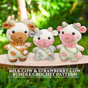 Kuh Bundle Häkelanleitung PDF Milchkuh Erdbeerkuh Häkelanleitung Amigurumi Spielzeugkuh Highland Kuh Pattern Plush Lovely Cow Amigurumi Kuh