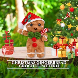 Gingerbread Crochet Pattern,Christmas Crochet Pattern,Crochet Gingerbread Pattern, Gingerbread Man,Christmas Amigurumi Ornament,Candy Cane