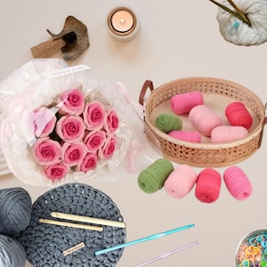Rose Bouquet Crochet Pattern PDF, Amigurumi Flower Bouquet Crochet Pattern Flower Decorate Crochet Bouquet Flower Patterns Wedding Flowers