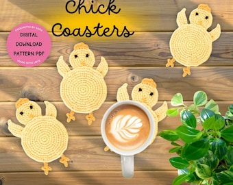 Padrão de porta-copos de frango em crochê Porta-copos para pintinhos Download digital Porta-copos para copos de frango Padrão fácil de crochê de frango para decoração de casa em crochê faça você mesmo
