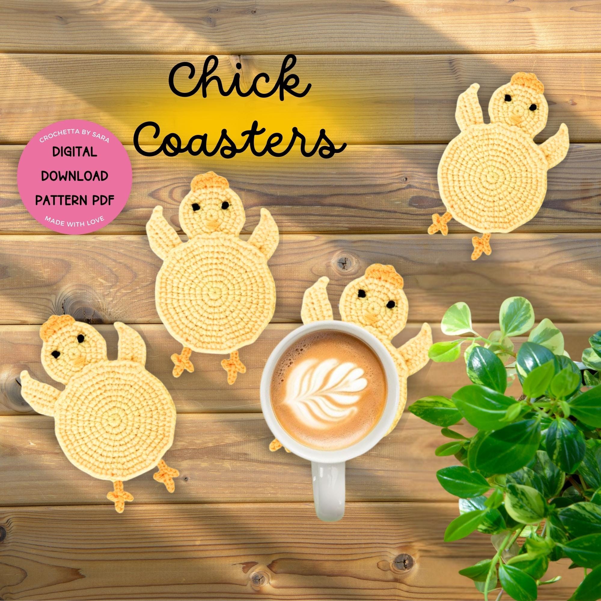 Crochet Chicken Coaster Pattern Chick Coaster Chicken Cup