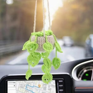 Car Hanging Plant Crochet Pattern Hanging Basket Plant Crochet Monstera Hanging Plant for Home or Car Décor Succulent Plants CrochetPattern