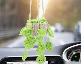 Car Hanging Plant Crochet Pattern Hanging Basket Plant Crochet Monstera Hanging Plant for Home or Car Décor Succulent Plants CrochetPattern