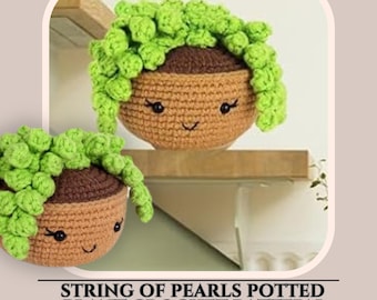 Baby String of Pearls Crochet Pattern, Amigurumi Succulent Plant, Potted Plant Pattern, Crochet Flower Basket Home Décor Crochet Pattern