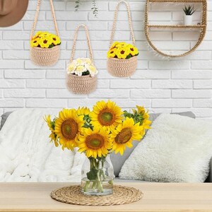 Crochet Pattern Hanging Plants Car Hanging Basket Plant Flower Pot Crochet Hanging Plant for Home or Car Decor Crochet Daisy Flower Plant