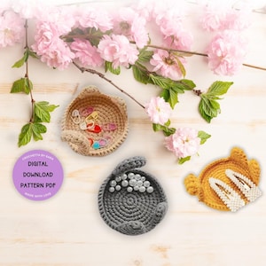 Cat Crochet Pattern Cat Coaster Animal Cat Coasters Cat Amigurumi Digital Easy PDF Crochet Pattern Fun Crochet Gift Cup Coaster Decor