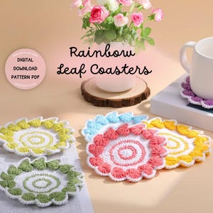 Monstera Leaf Coaster Crochet Pattern Coaster Set Plant Leaf Crochet Pattern PDF Flower Coaster Pattern Amigurumi Leaf Surprise Coaster Pot
