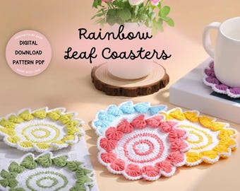 Monstera Leaf Coaster Crochet Pattern Coaster Set Plant Leaf Crochet Pattern PDF Flower Coaster Pattern Amigurumi Leaf Surprise Coaster Pot