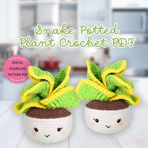 Snake Plant Crochet Pattern Potted Plant Crochet Succulent Crochet House Plants PDF Amigurumi Succulent Crochet House Plants Sansevieria