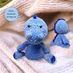 Gehaakt dinosauruspatroon, gehaakt lekkernijpatroon, dino lovey, lovey speelgoedpatronen, schattig haakpatroon, amigurumi-dinosauruspatroon, tyrannosaurus