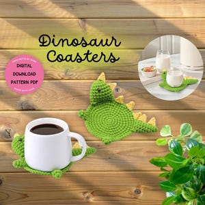 Dinosaur Coasters Crochet Pattern Digital Download Pattern for DIY Dinosaur Crochet Amigurumi Tyrannosaurus Crochet Dinosaur World