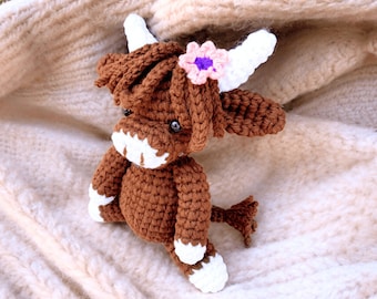 Highland Cow Crochet Pattern,Amigurumi Cow Pattern,Farm Animal Crochet Plushie,Digital Download,DIY Crochet Toy,Lovely Toy,Handmade GiftIdea