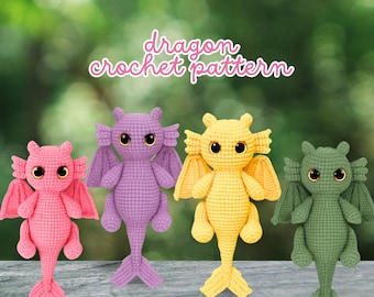 Dragon Crochet Pattern Amigurumi Dragon Plushie  PDF Fantasy Amigurumi Pattern Animal Kawaii Playful Dragon Amigurumi Plushie Crochet Lover
