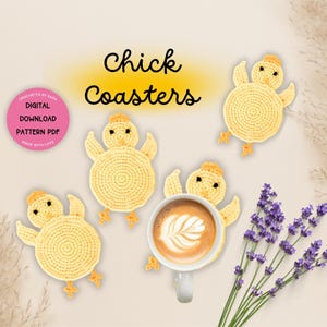 Crochet Chicken Coaster Pattern Chick Coaster Digital Download Chicken Cup Coaster Easy Chicken Crochet Pattern for DIY Crochet Home Decor
