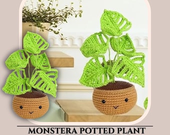 Crochet Cheese Plant Monstera Pattern Monstera Leaf Potted Plant Digital Download Allocasia Monstera Crochet Flower Pot Plant Pattern