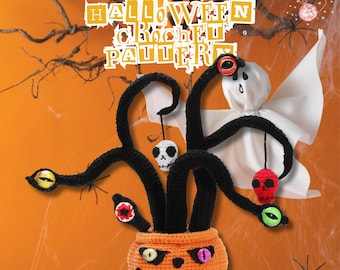 Spooky Plant Crochet Pattern Halloween Pumpkin Eyeball Potted Plant Pattern Horror Skull Crochet Eyeball Creepy Crochet Halloween Amigurumi