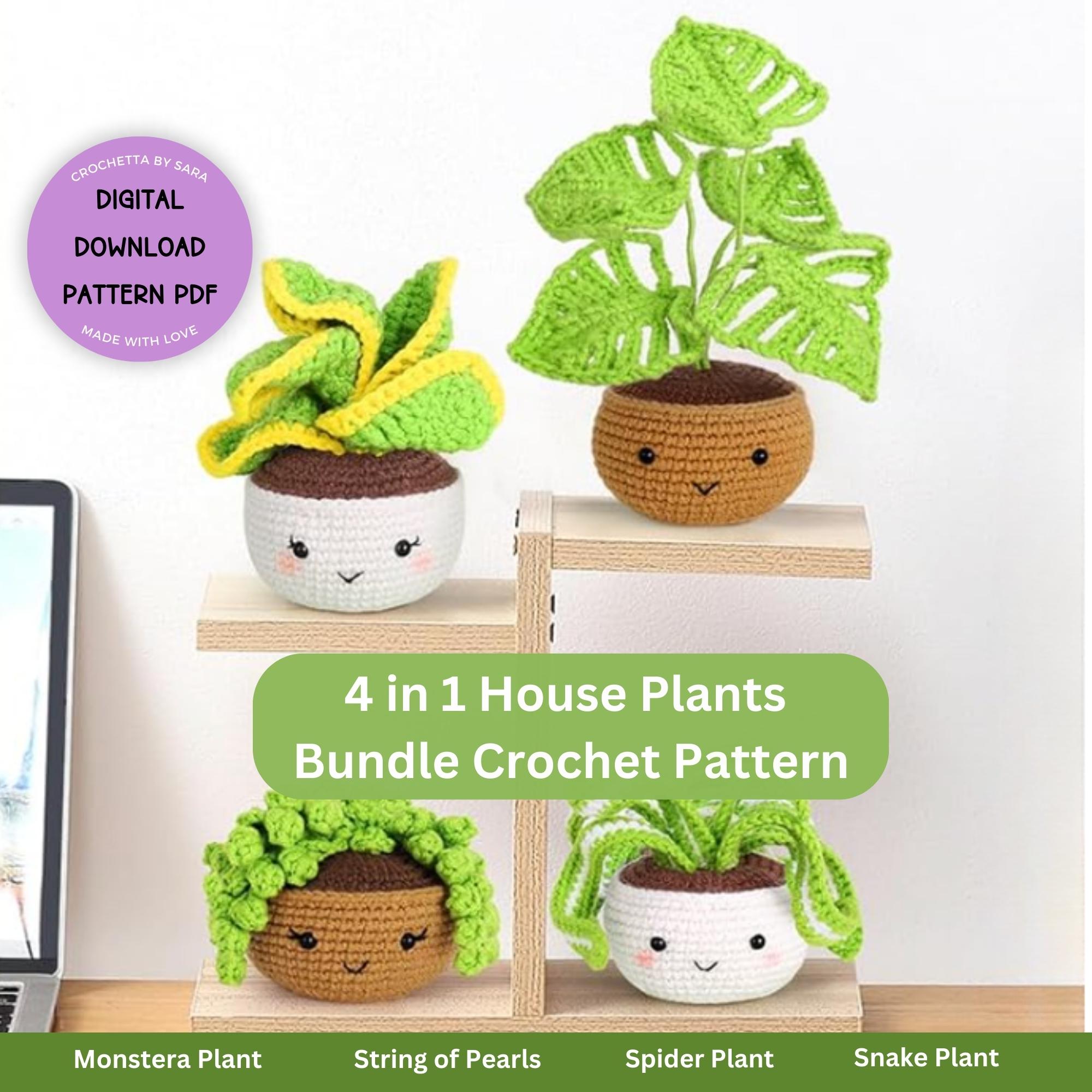 32 Monstera Crochet Patterns for Tropical Leaves, Wall Hangings, and Potted Plants 11 House Plants Crochet Pattern Bundle