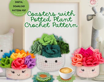 Häkelanleitung Bundle Blumentopf Untersetzer Set Sukkulente Pflanze Untersetzer Blumenstrauß Designs Digital Download Pflanzkorb Muster für DIY