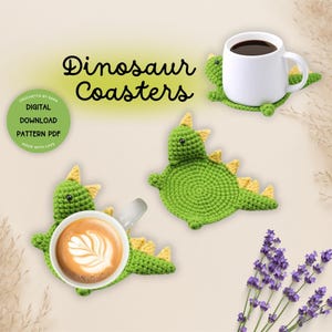 Dinosaur Coasters Crochet Pattern Digital Download Pattern for DIY Dinosaur Crochet Amigurumi Tyrannosaurus Crochet Dinosaur World