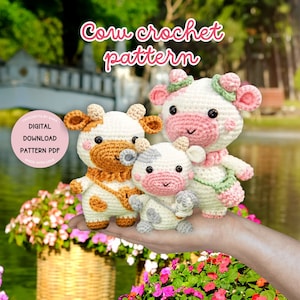 Kuh Bundle Häkelanleitung PDF Milchkuh Erdbeerkuh Häkelanleitung Amigurumi Spielzeugkuh Highland Kuh Pattern Plush Lovely Cow Amigurumi Kuh