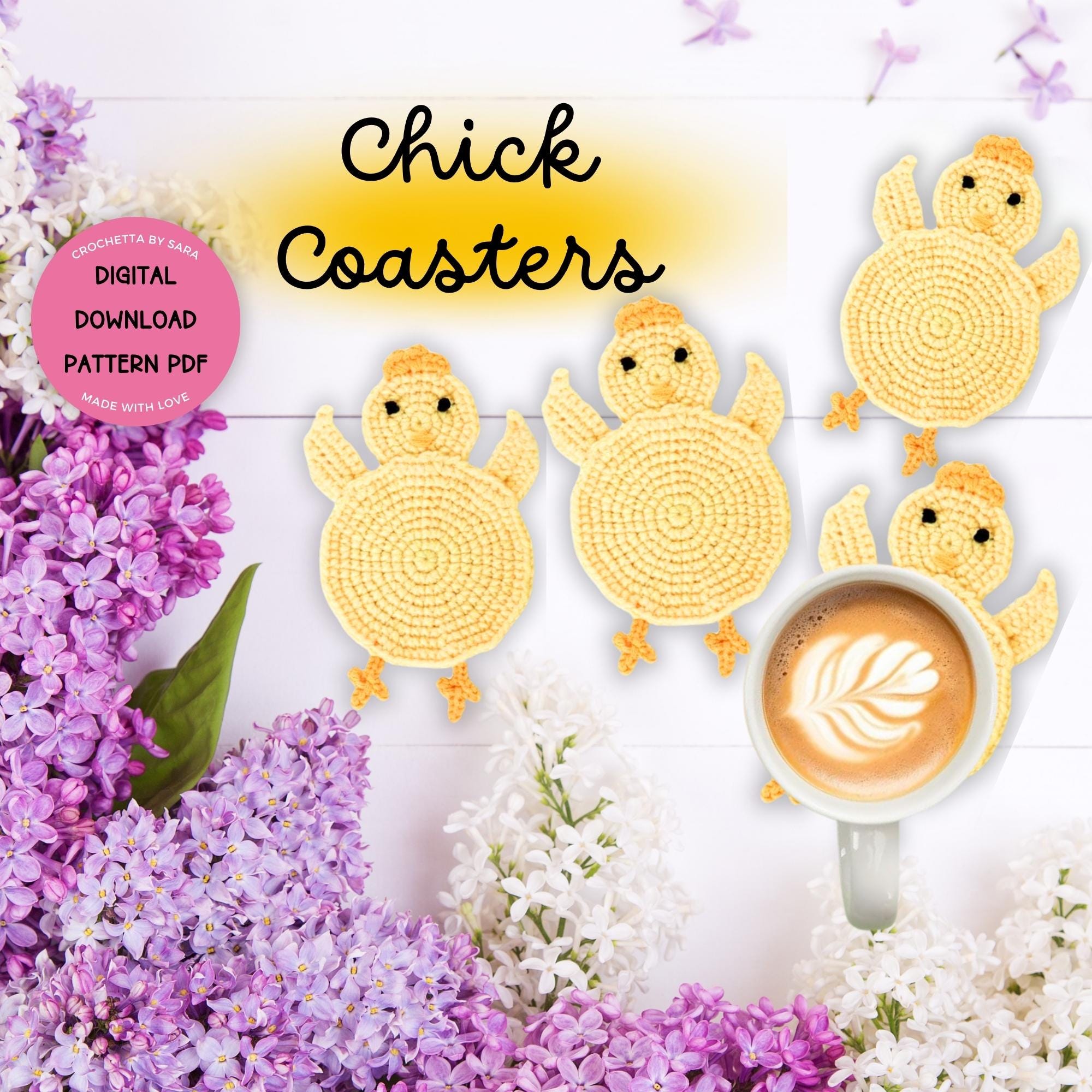 Crochet Chicken Coaster Pattern Chick Coaster Chicken Cup
