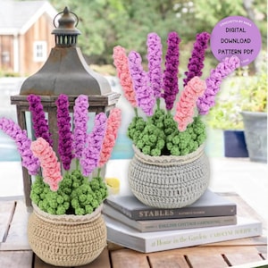 Lavender Potted Plant Crochet Pattern Lilac Crochet Flower Pot Plant Lavender Flower Bouquet Designs PDF Amigurumi Lavender Flower Pattern
