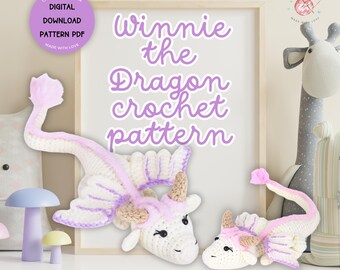 Winnie The Dragon Crochet Pattern PDF, Amigurumi Dragon Crochet Toy Pattern Winnie The Dragon Crochet Plush Fantasy Amigurumi Pattern