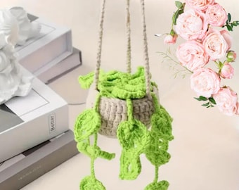 Crochet Pattern Hanging Plants Car Hanging Basket Plant, Crochet Hanging Plant for Home or Car Décor, Crochet Plant Basket Pattern