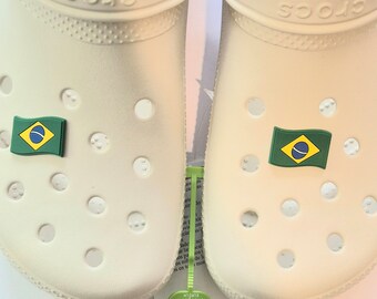 Brazil  Flag  Croc Shoe Charm  Pack Of 2 Shoe/Clog Charm Jibbitz.