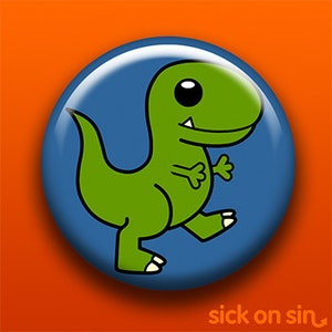 T-Rex Dinosaurio / Pin Botón Imán Botella Abridor Bolsillo Espejo Llavero / Lindo TRex Regalo Tiranosaurio Ciencia Prehistórica Animal Fósil
