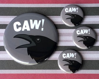 KURZER Rabe | Pin, Button, Magnet, Flaschenöffner, Taschenspiegel, Schlüsselanhänger | Krähe Vogel Liebhaber | Gruseliges süßes Flair Accessoire | Halloween-Goth