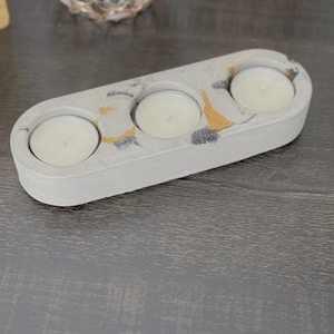 Modern concrete Decorative Tealight Candle Holder w/Tealights - Handcrafted Home Decor