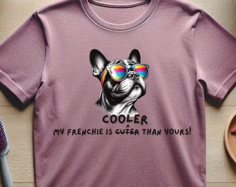 Französische Bulldogge Tshirt Frenchie T-Shirt für Hundeliebhaber Süßes T-Shirt Regenbogen Hund Mama Hund Papa T-Shirt für Teen Geschenk für Mama Sommer Stolz Shirt