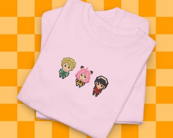 Anime Assassin Family Pixel Lineup Shirt, Unisex Heavy Cotton Tee