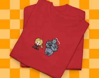 Pixel Alchemists, Anime shirt, Brothers, metal armor, Unisex Heavy Cotton Tee