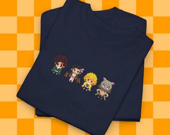 Pixel Anime Demon Killers Shirt, Anime Lineup shirt, Unisex Heavy Cotton Tee